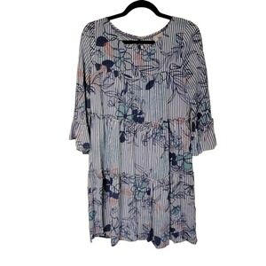 🌼Floral Baby Doll Dress Pockets Medium Blue V By Violet